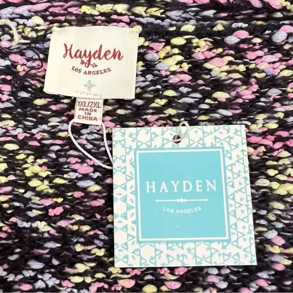 Hayden Black Multicolor Oversized Open Front Cardigan NWT Size 1X/2X - Picture 6 of 8